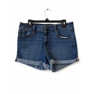 Aeropostale Womens High Rise Midi Denim Jean Shorts Medium Wash Cuffed Size 14